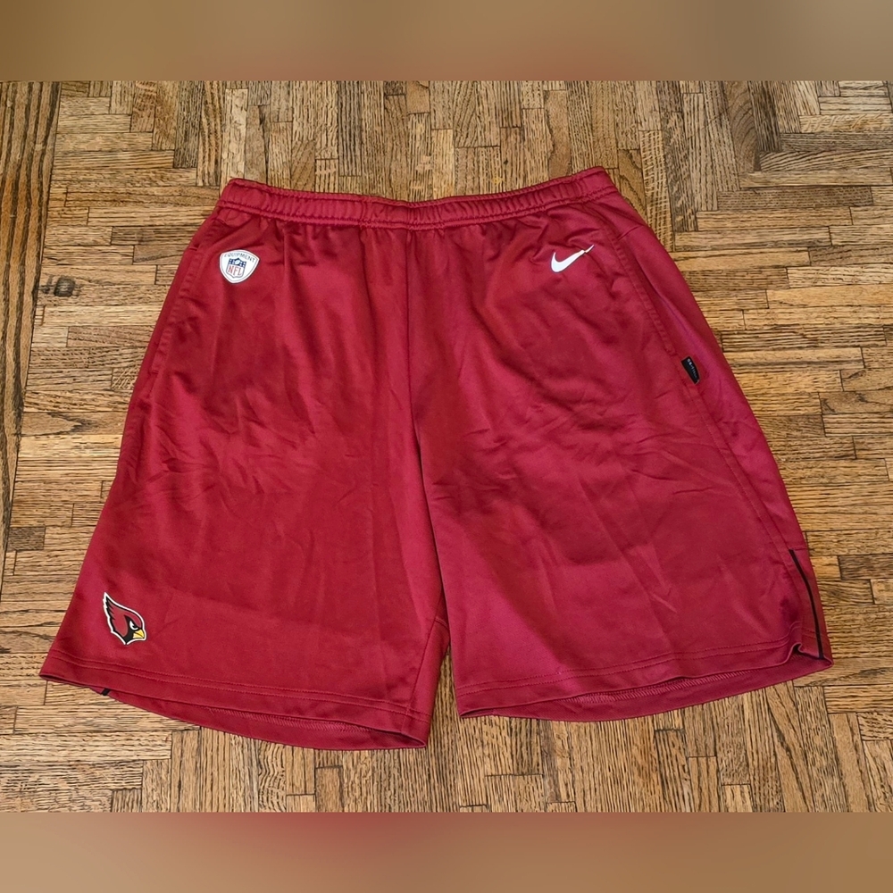 Arizona Cardinals Shorts Mens Red Nike Dri Fit NFL Equipment Drawstring Sz Large